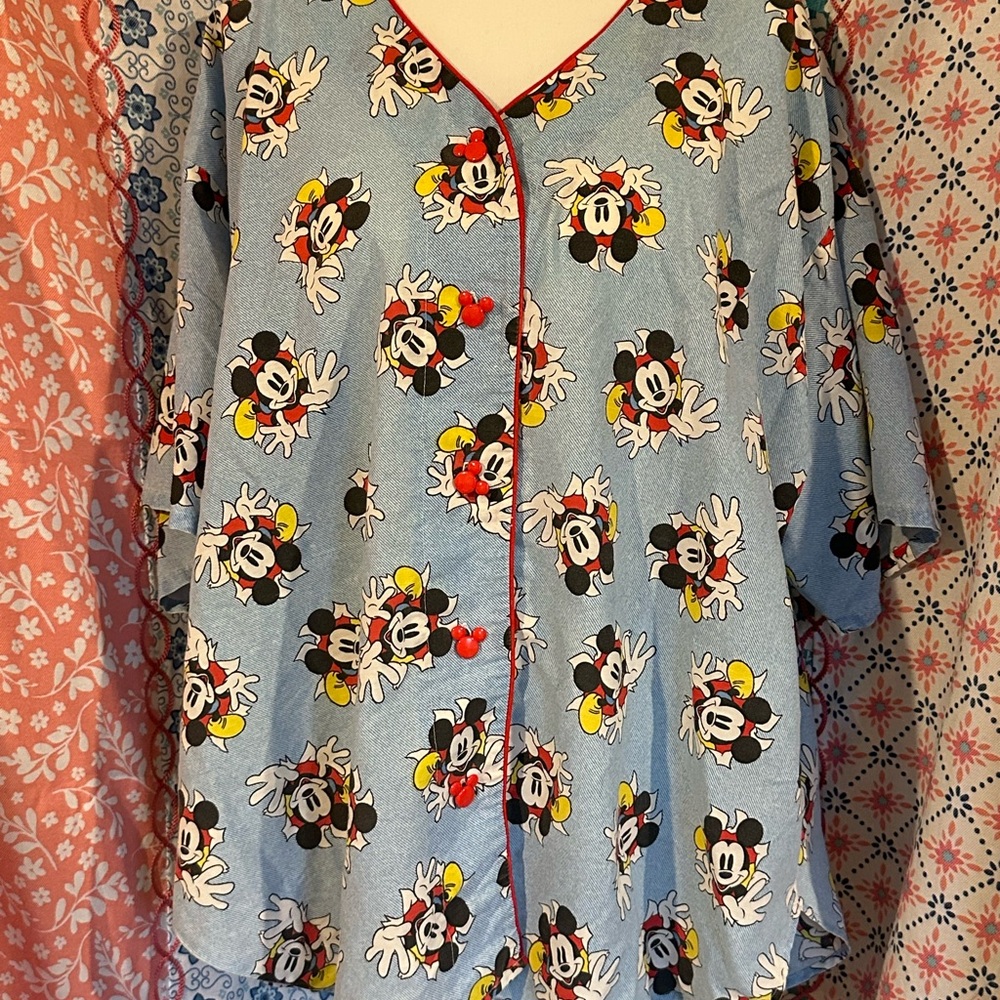 Disney Blue Mickey Mouse Women's Top